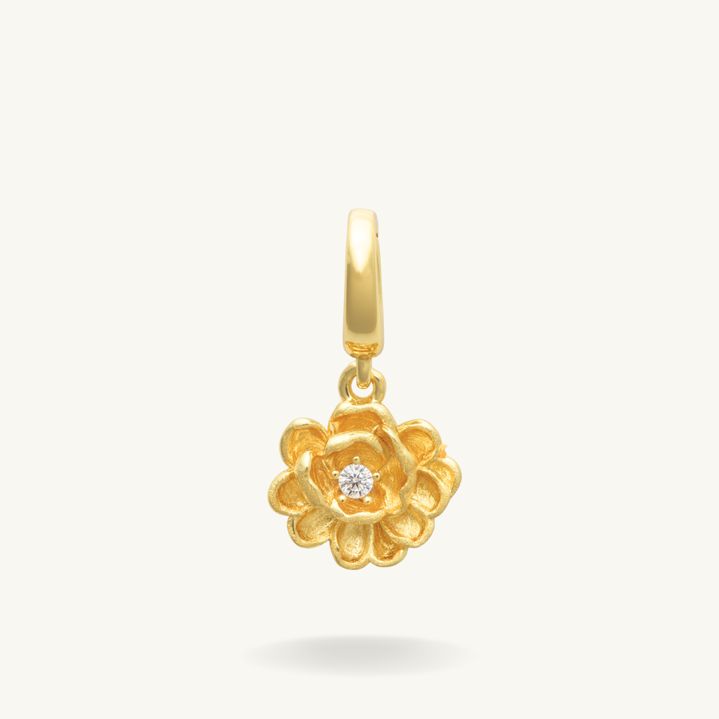 birth flower november clip charm gold vermeil